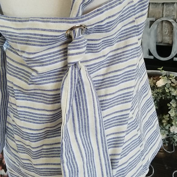 Linen Lux blue striped top, new with tags, size L - Picture 6 of 8